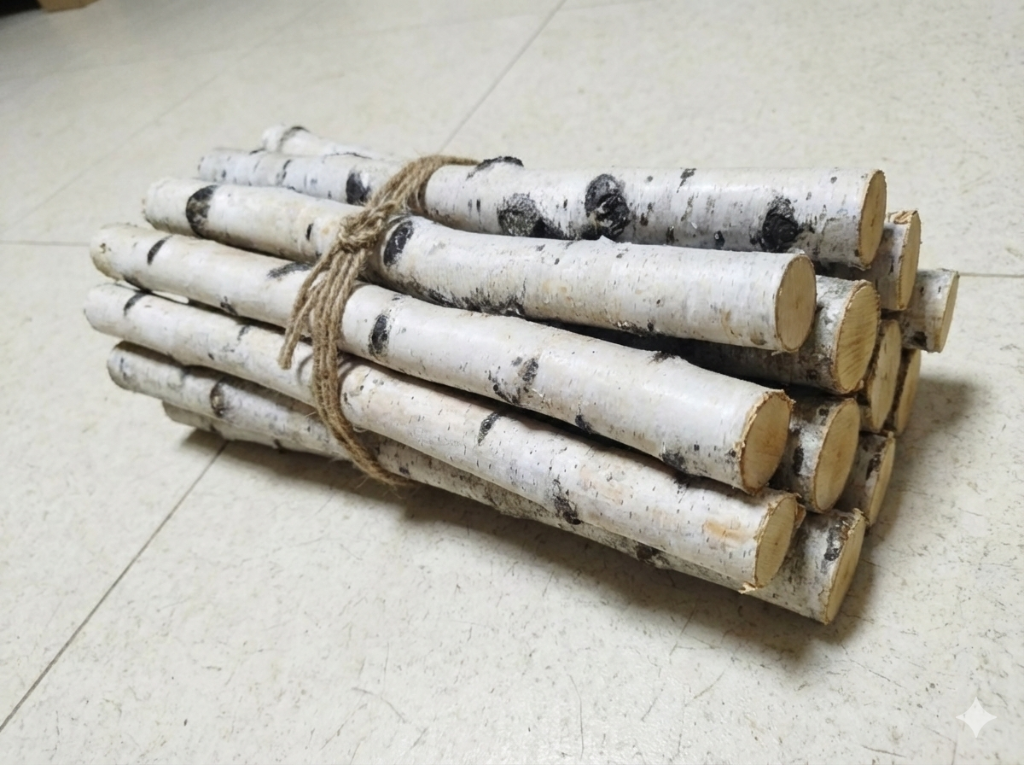 信州産白樺の丸太束 - インテリアやディスプレイに最適な天然素材
