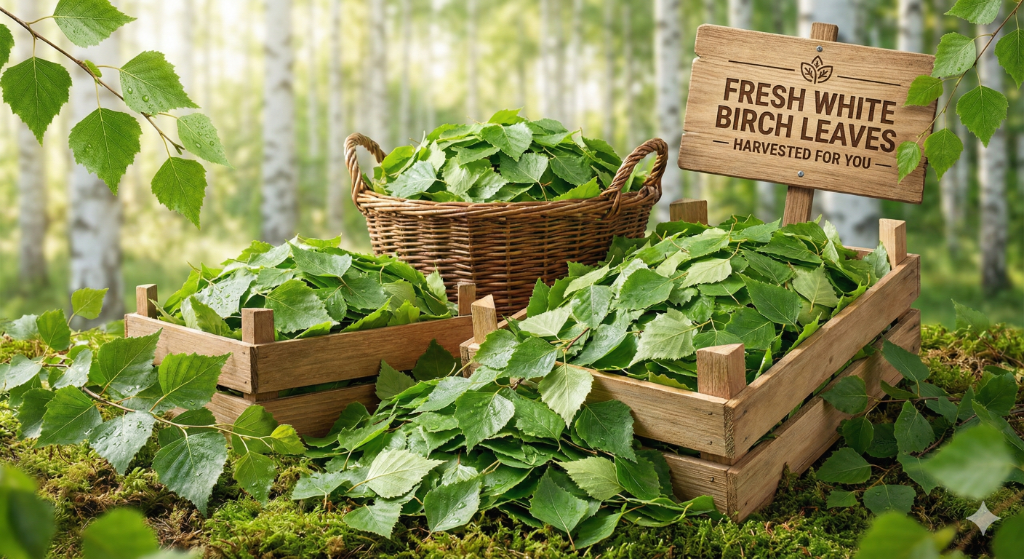新鮮な白樺の葉 - お茶や健康飲料として利用可能